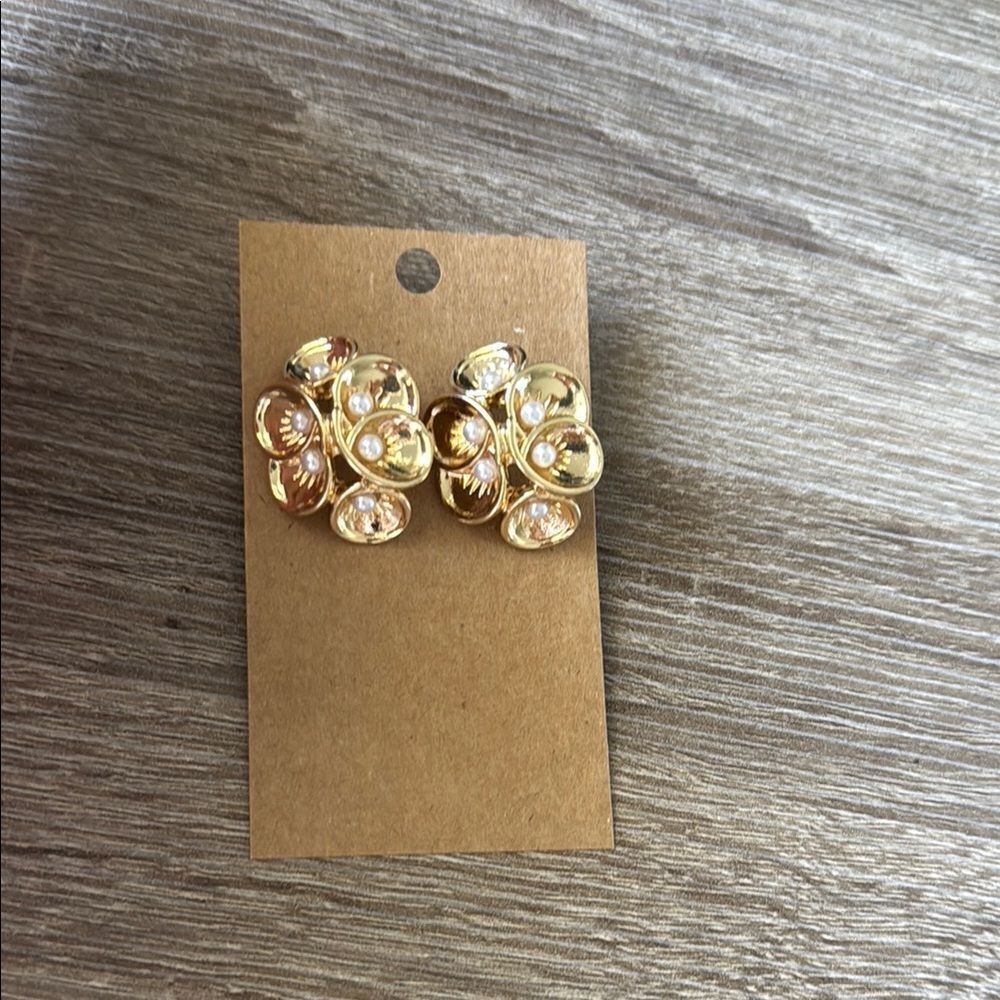 Elegant Gold-Tone Floral Earrings A1297